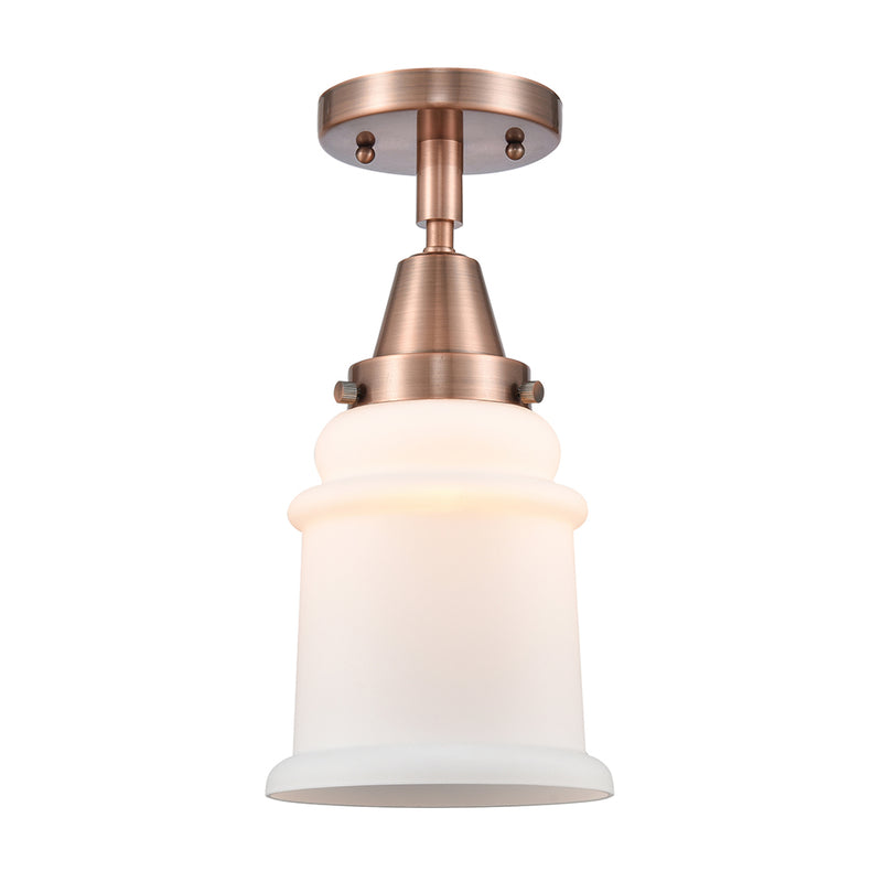 Canton Flush Mount shown in the Antique Copper finish with a Matte White shade