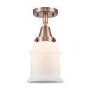 Canton Flush Mount shown in the Antique Copper finish with a Matte White shade