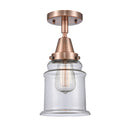 Canton Flush Mount shown in the Antique Copper finish with a Clear shade