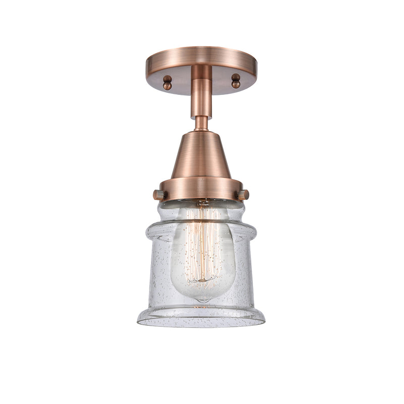 Canton Flush Mount shown in the Antique Copper finish with a Seedy shade