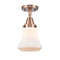 Bellmont Flush Mount shown in the Antique Copper finish with a Matte White shade