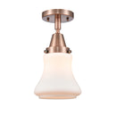 Bellmont Flush Mount shown in the Antique Copper finish with a Matte White shade