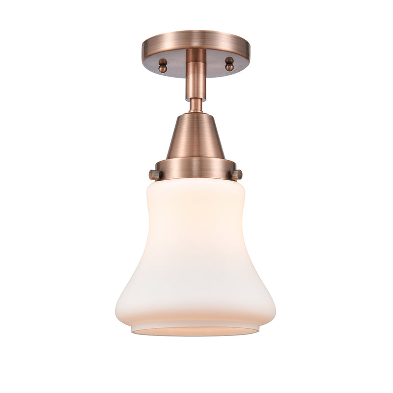 Bellmont Flush Mount shown in the Antique Copper finish with a Matte White shade