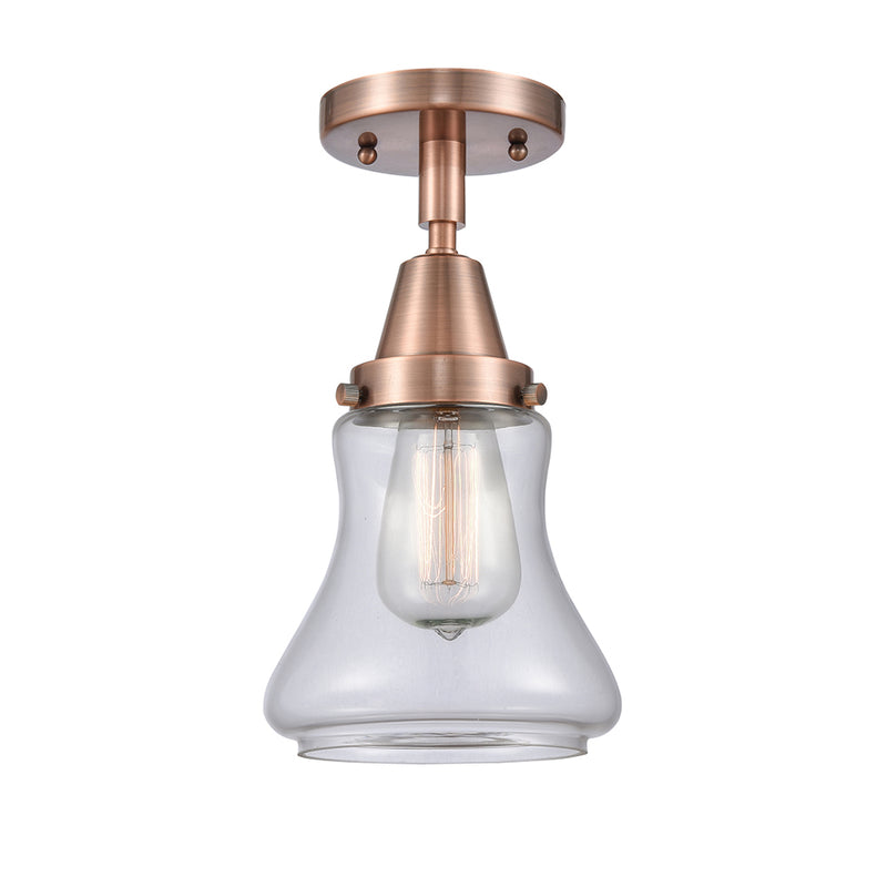 Bellmont Flush Mount shown in the Antique Copper finish with a Clear shade