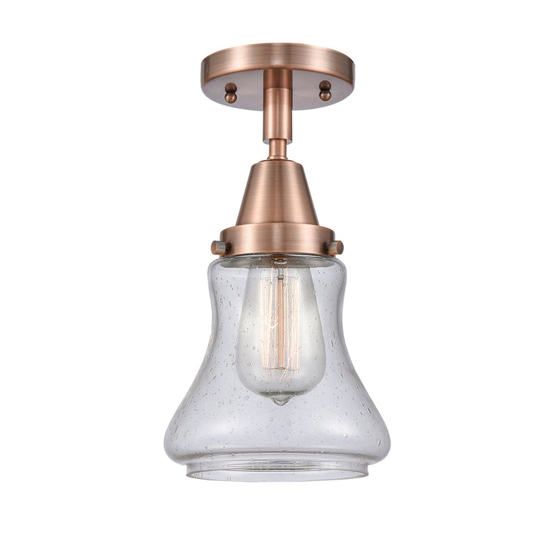 Bellmont Flush Mount shown in the Antique Copper finish with a Seedy shade