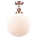 Beacon Flush Mount shown in the Antique Copper finish with a Matte White shade