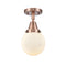 Beacon Flush Mount shown in the Antique Copper finish with a Matte White shade