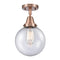 Beacon Flush Mount shown in the Antique Copper finish with a Seedy shade