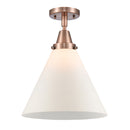 Cone Flush Mount shown in the Antique Copper finish with a Matte White shade