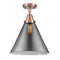 Cone Flush Mount shown in the Antique Copper finish with a Plated Smoke shade