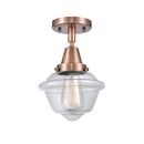 Oxford Flush Mount shown in the Antique Copper finish with a Clear shade