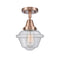 Oxford Flush Mount shown in the Antique Copper finish with a Seedy shade