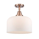 Bell Flush Mount shown in the Antique Copper finish with a Matte White shade