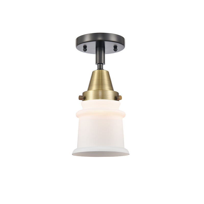 Canton Flush Mount shown in the Black Antique Brass finish with a Matte White shade