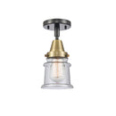 Canton Flush Mount shown in the Black Antique Brass finish with a Seedy shade