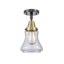 Bellmont Flush Mount shown in the Black Antique Brass finish with a Clear shade