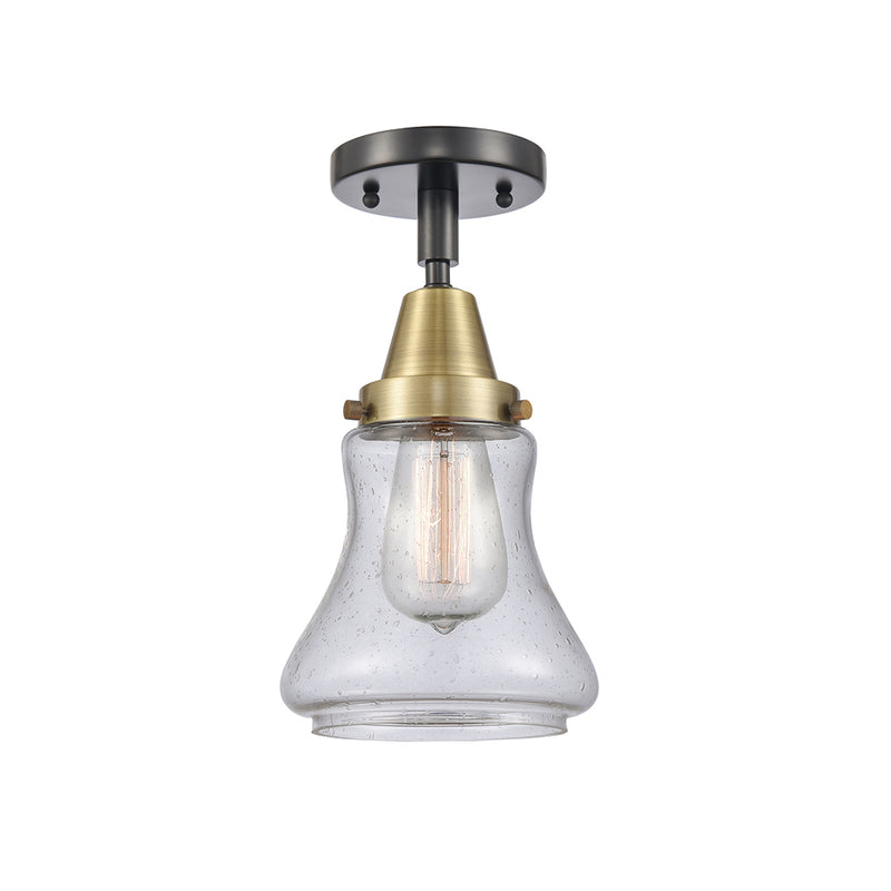 Bellmont Flush Mount shown in the Black Antique Brass finish with a Seedy shade