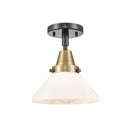 Caden Flush Mount shown in the Black Antique Brass finish with a Matte White shade