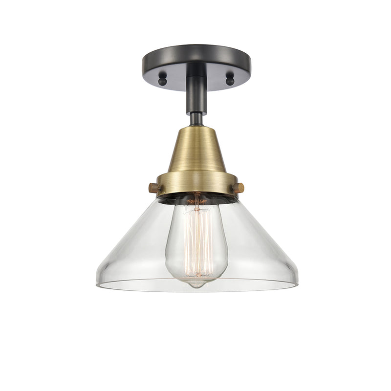 Caden Flush Mount shown in the Black Antique Brass finish with a Clear shade