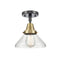 Caden Flush Mount shown in the Black Antique Brass finish with a Seedy shade