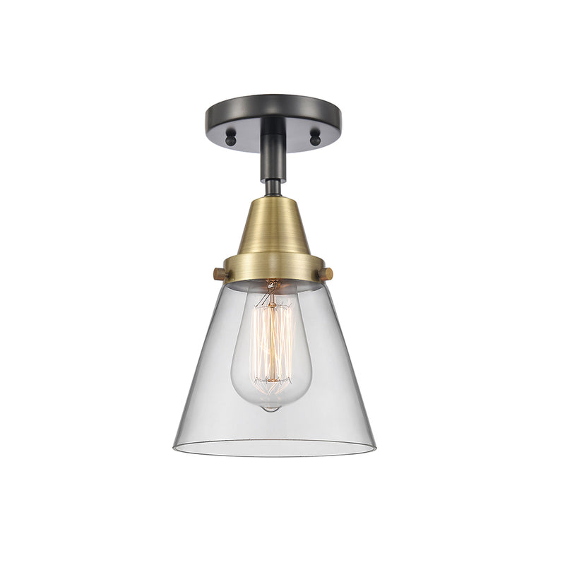 Cone Flush Mount shown in the Black Antique Brass finish with a Clear shade