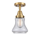 Bellmont Flush Mount shown in the Brushed Brass finish with a Seedy shade