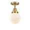 Beacon Flush Mount shown in the Brushed Brass finish with a Matte White shade