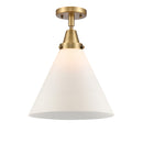 Cone Flush Mount shown in the Brushed Brass finish with a Matte White shade