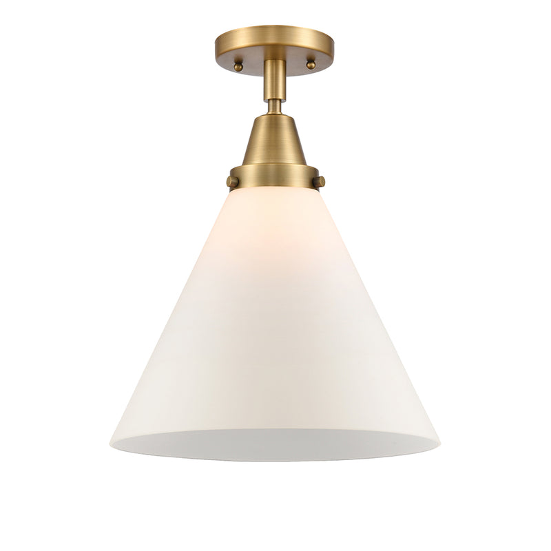 Cone Flush Mount shown in the Brushed Brass finish with a Matte White shade