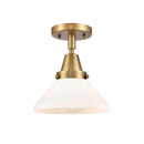 Caden Flush Mount shown in the Brushed Brass finish with a Matte White shade