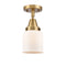 Bell Flush Mount shown in the Brushed Brass finish with a Matte White shade