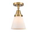 Cone Flush Mount shown in the Brushed Brass finish with a Matte White shade