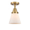 Cone Flush Mount shown in the Brushed Brass finish with a Matte White shade