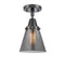 Cone Flush Mount shown in the Matte Black finish with a Plated Smoke shade