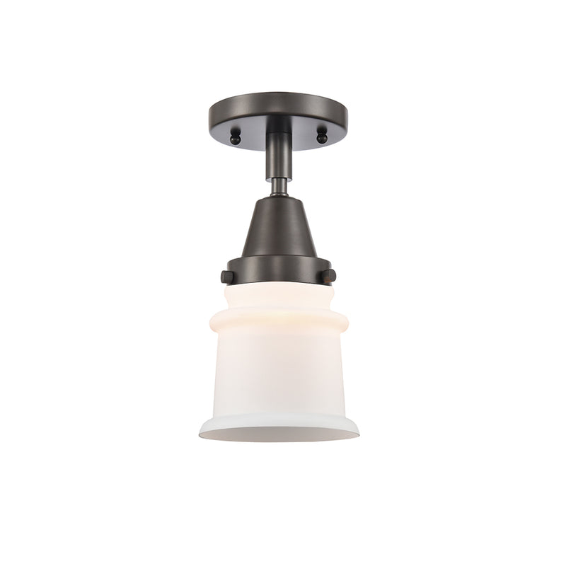 Canton Flush Mount shown in the Oil Rubbed Bronze finish with a Matte White shade