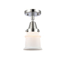 Canton Flush Mount shown in the Polished Chrome finish with a Matte White shade