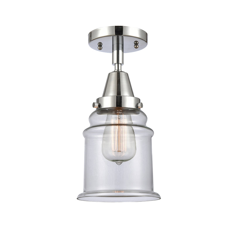 Canton Flush Mount shown in the Polished Chrome finish with a Clear shade