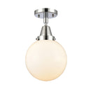 Beacon Flush Mount shown in the Polished Chrome finish with a Matte White shade