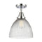 Seneca Falls Flush Mount shown in the Polished Chrome finish with a Clear Halophane shade