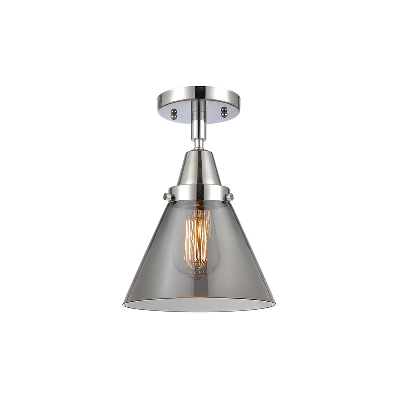 Cone Flush Mount shown in the Polished Chrome finish with a Plated Smoke shade