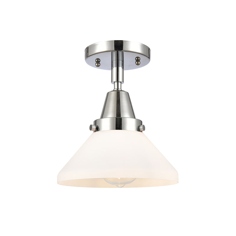 Caden Flush Mount shown in the Polished Chrome finish with a Matte White shade