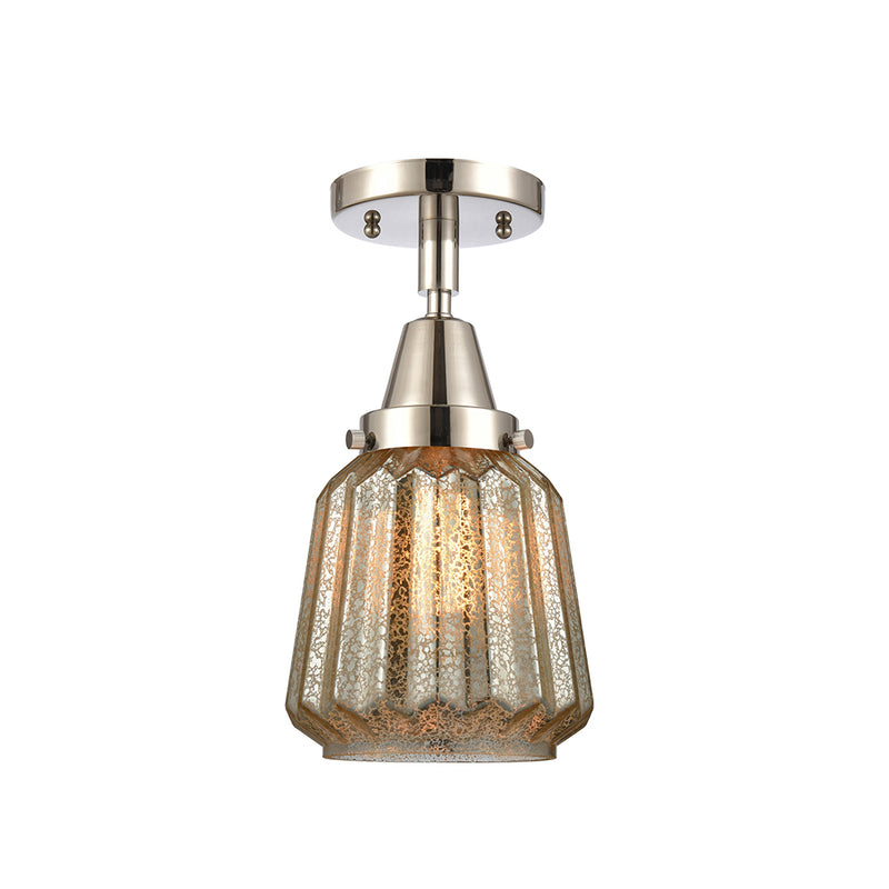 Chatham Flush Mount shown in the Polished Nickel finish with a Mercury shade