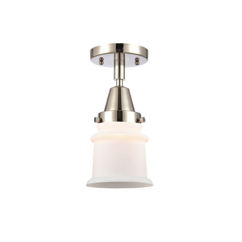 Canton Flush Mount shown in the Polished Nickel finish with a Matte White shade