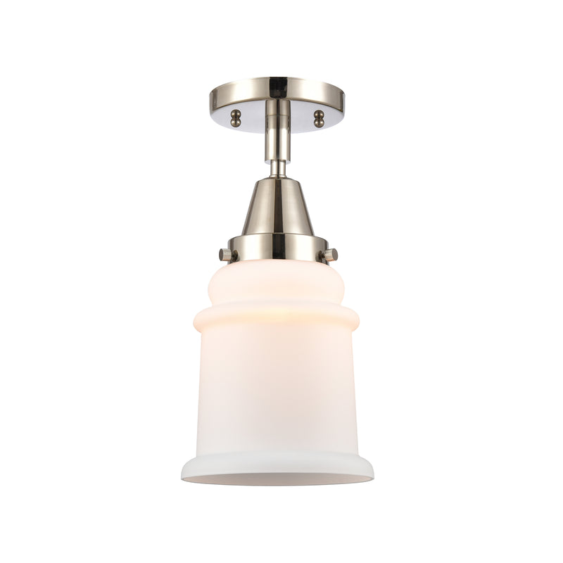 Canton Flush Mount shown in the Polished Nickel finish with a Matte White shade