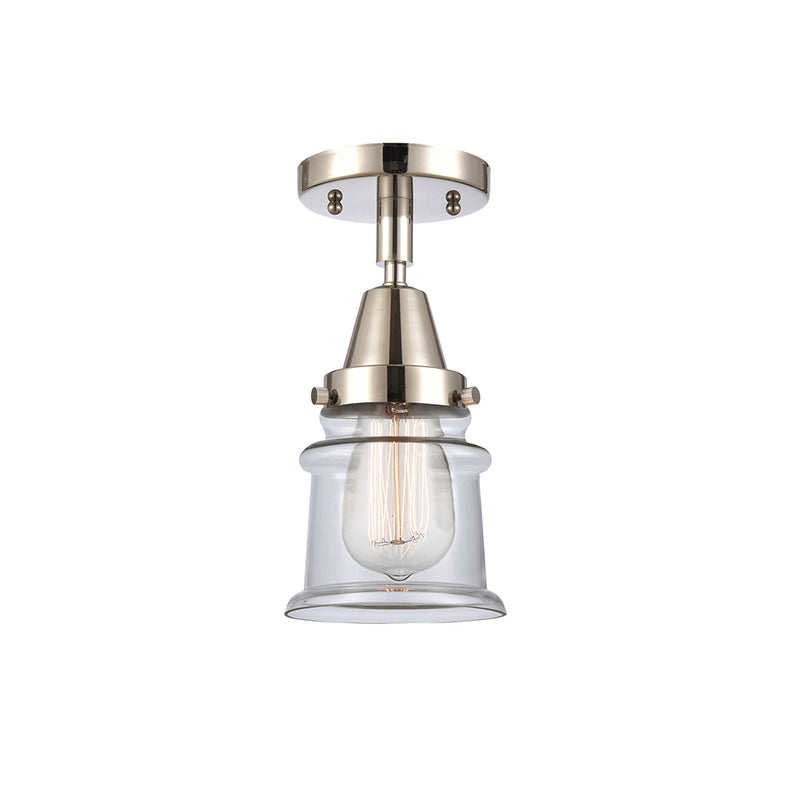 Canton Flush Mount shown in the Polished Nickel finish with a Clear shade