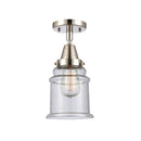 Canton Flush Mount shown in the Polished Nickel finish with a Seedy shade