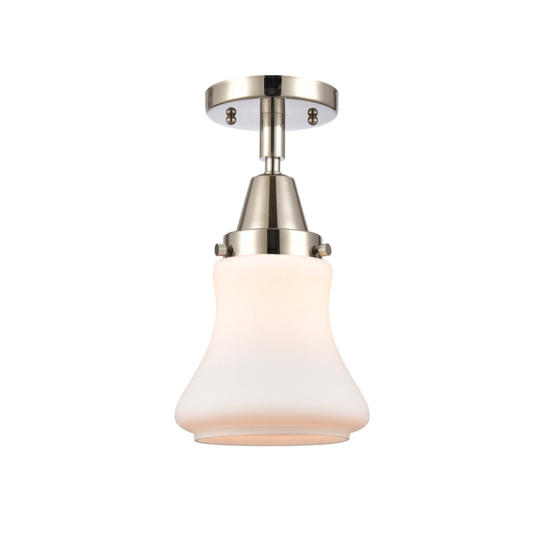 Bellmont Flush Mount shown in the Polished Nickel finish with a Matte White shade