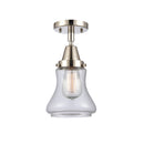 Bellmont Flush Mount shown in the Polished Nickel finish with a Clear shade