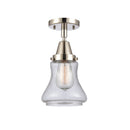 Bellmont Flush Mount shown in the Polished Nickel finish with a Seedy shade