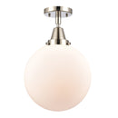 Beacon Flush Mount shown in the Polished Nickel finish with a Matte White shade